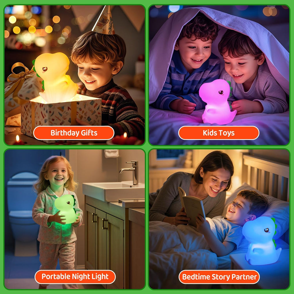 OneFire Dinosaur Toys for Kids 3-5,16 Colors+Silicone+Dimmable+12 Hr Use Night Light for Kids Night Light, Toys for 3-8 Year Old Boy, Toddler…