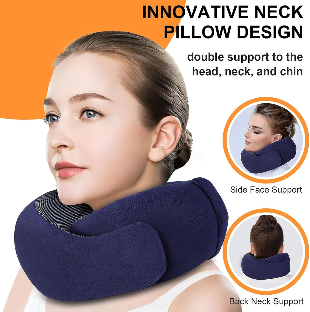 Vzpeun Travel Pillow - Hooded Neck Pillow Airplane Memory Foam Filling for Plane, Office, Cars Sleeping, Road Trip, Long Flights, Airplane…