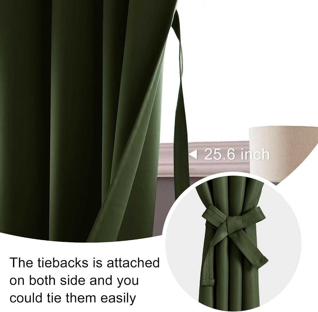 Jiuzhen Blackout Curtains for Bedroom - Thermal Insulated, Noise Reducing Room Darkening Privacy Rod Pocket Drapes for Living Room, Set of 2…