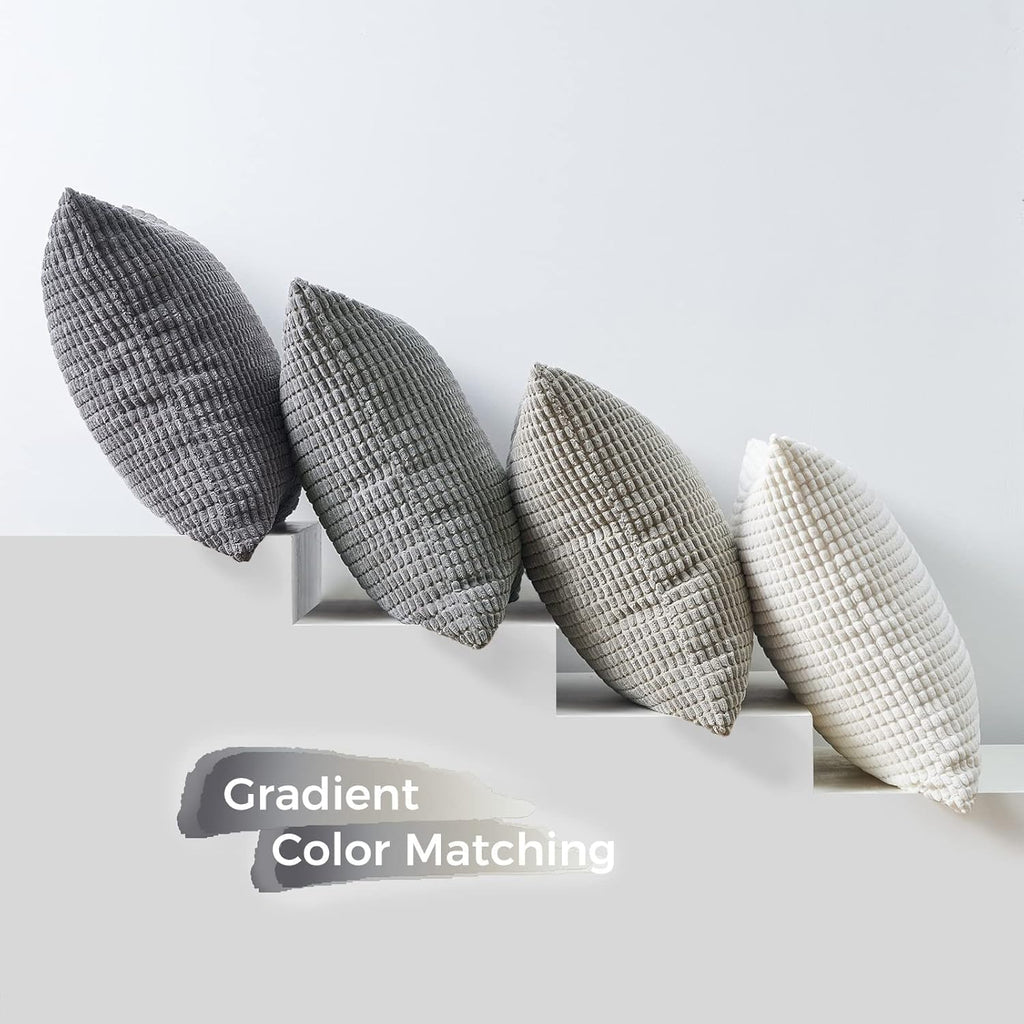 Topfinel Neutral Room Decor Throw Pillows Covers-Multi Gray Combo 20" x 20" Set of 4-Corduroy Modern Grey Living Room Decorative Cushion Ca…