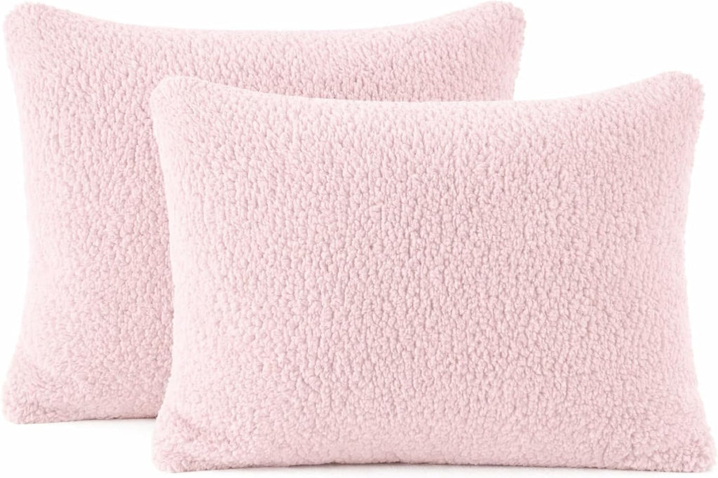 Reafort Sherpa Pillowcases Set of 2, Plush Fleece Standard Pillow Covers 20" x 26" with Zipper Closure, Fluffy Ultra Soft Cozy Pillowcases…