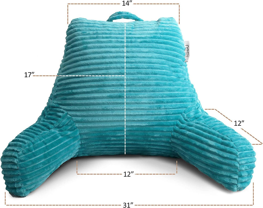 Nestl Reading Pillow with Shredded Memory Foam, Luxe Cut Plush Back Pillow for Sitting Up in Bed, Back and Arms Adjustable Support for…