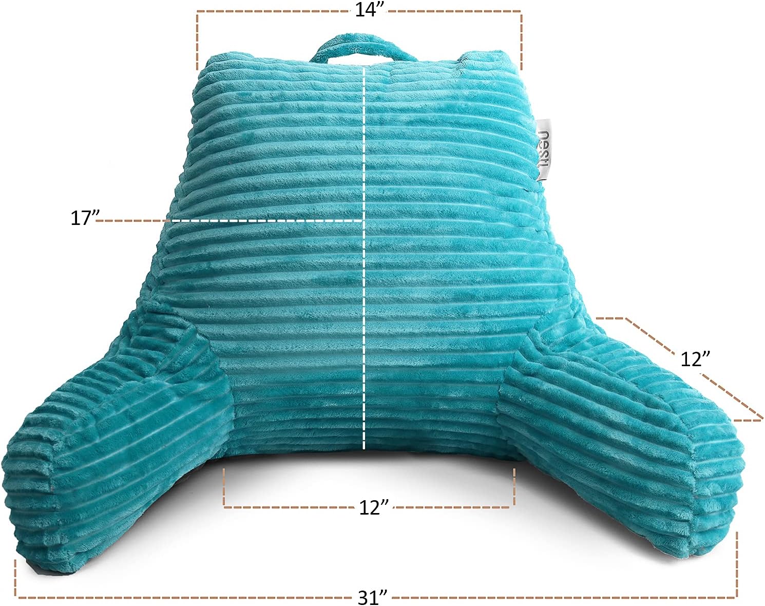 Nestl Reading Pillow with Shredded Memory Foam, Luxe Cut Plush Back Pillow for Sitting Up in Bed, Back and Arms Adjustable Support for…