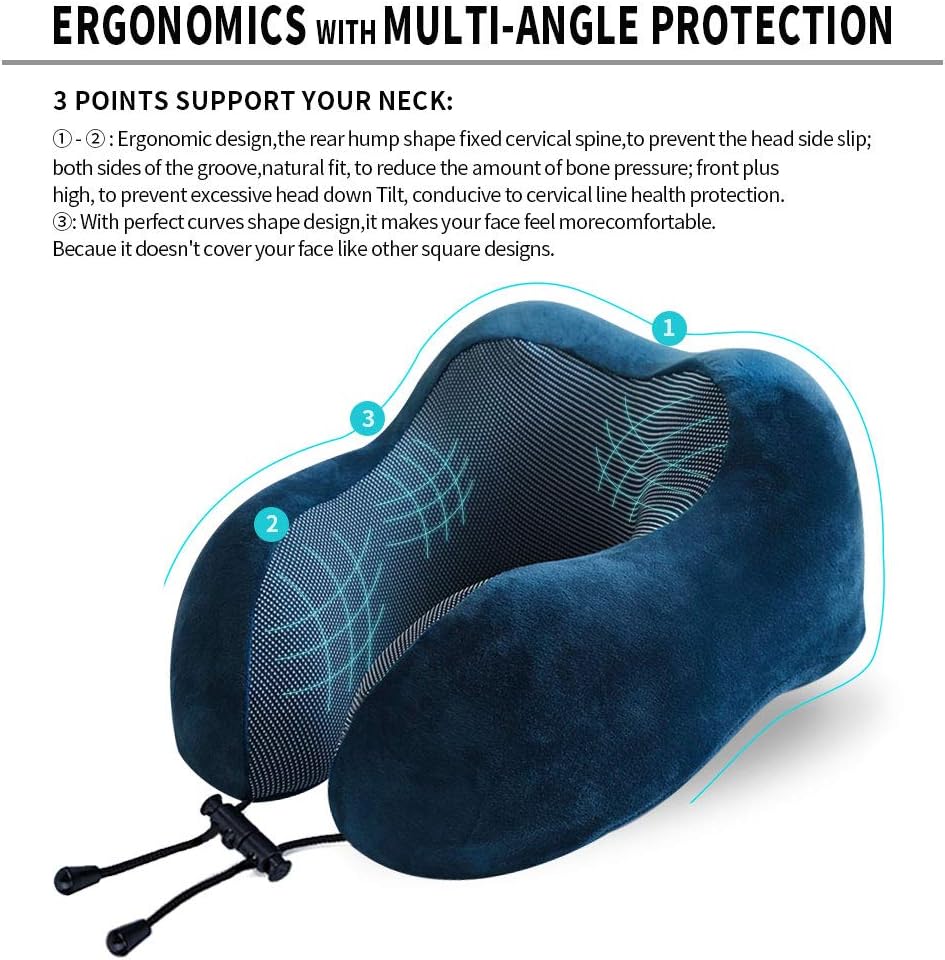 TALLGONeckPillowAlwaysHere TALLGO Travel Pillow, Memory Foam Neck Pillow Head Support Soft Pillow for Sleeping Rest, Airplane Car & Home Us…