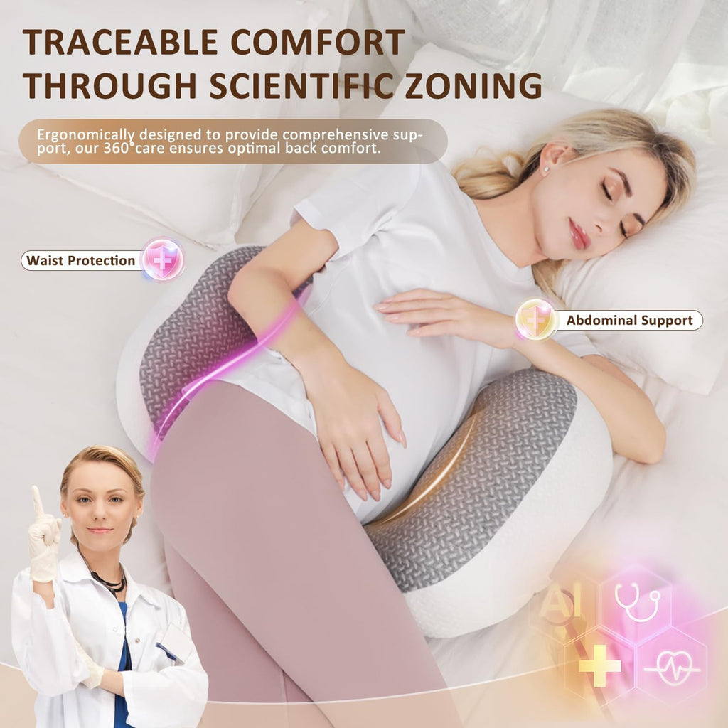 Chilling Home Portable Pregnancy Pillow Memory Foam–Maternity Body Pillow for Sleeping- Multifunctional Pregnancy Wedge Pillow for Back…