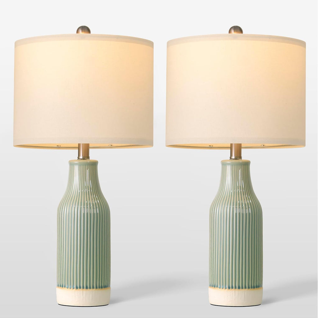 23.75" Modern Ceramic Table Lamps Set of 2, Stylish Bedside Lamps for Bedroom, Gorgeous Lamps for Nightstand, Lamps for Living Room…