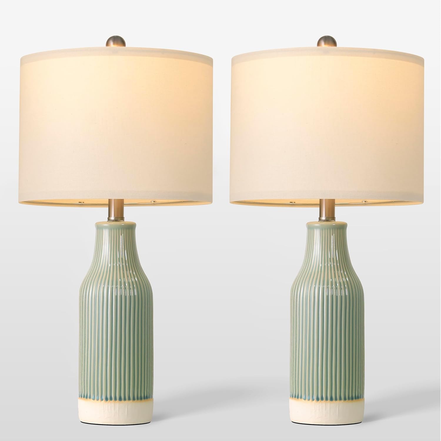 23.75" Modern Ceramic Table Lamps Set of 2, Stylish Bedside Lamps for Bedroom, Gorgeous Lamps for Nightstand, Lamps for Living Room…
