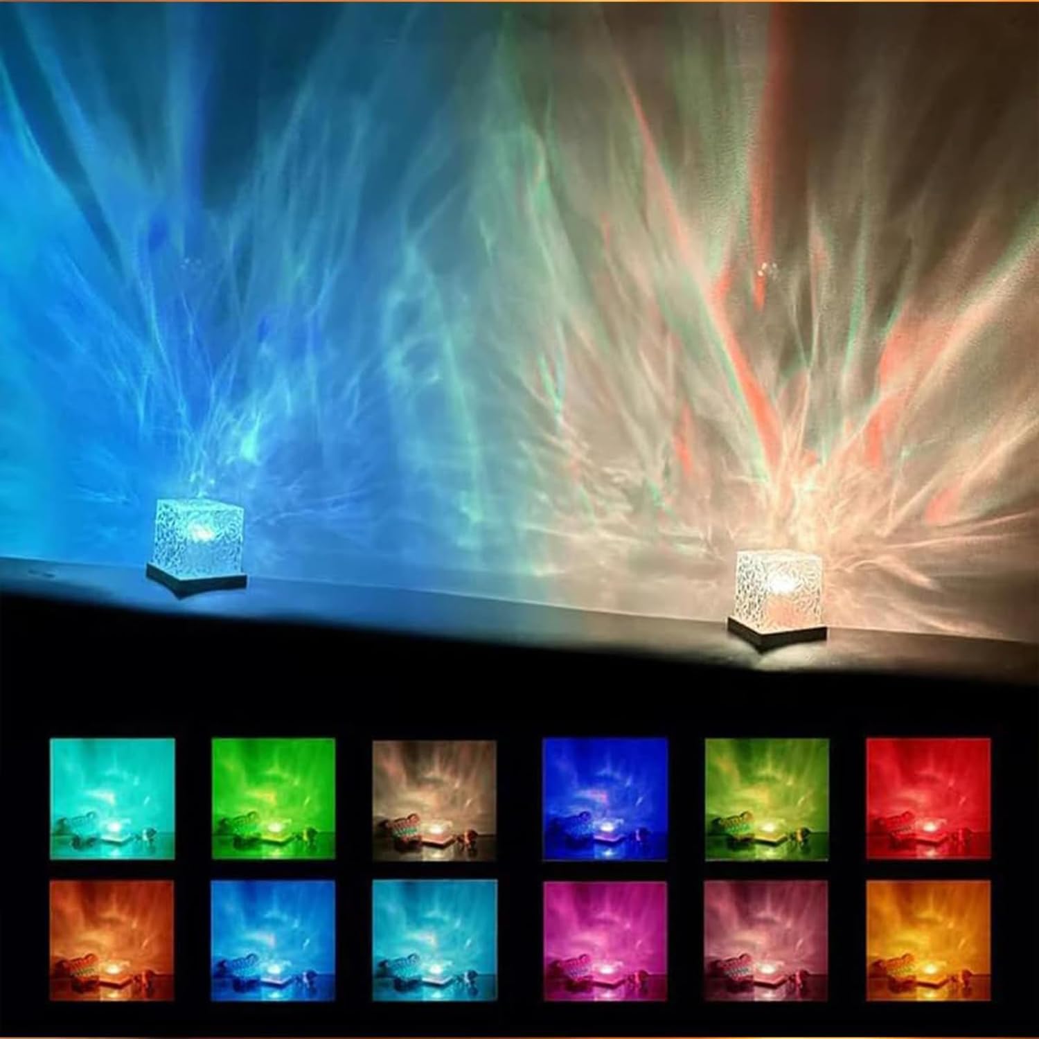 Growalleter Ocean Wave Projector Light, 16 Color RGB Shower Lamp with Remote, 3D Water Ripple Night Light for Kids Room, Meditation, Yoga,…