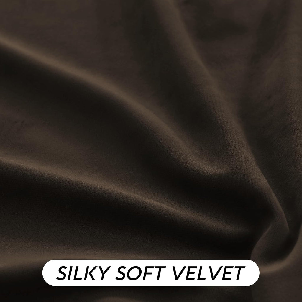 Rybhome RYB HOME Brown Velvet Curtains for Bedroom Living Room, Thermal Insulated Privacy UV Heat Blocking Luxurious Drapes for Nursery Din…