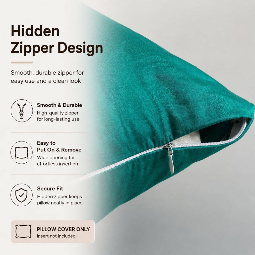 Evolive 300 Thread Count 100% Cotton Body Pillow Cover, 21" x 54", Soft Breathable Replacement Pillow Case with Hidden Zipper Closure (Teal…