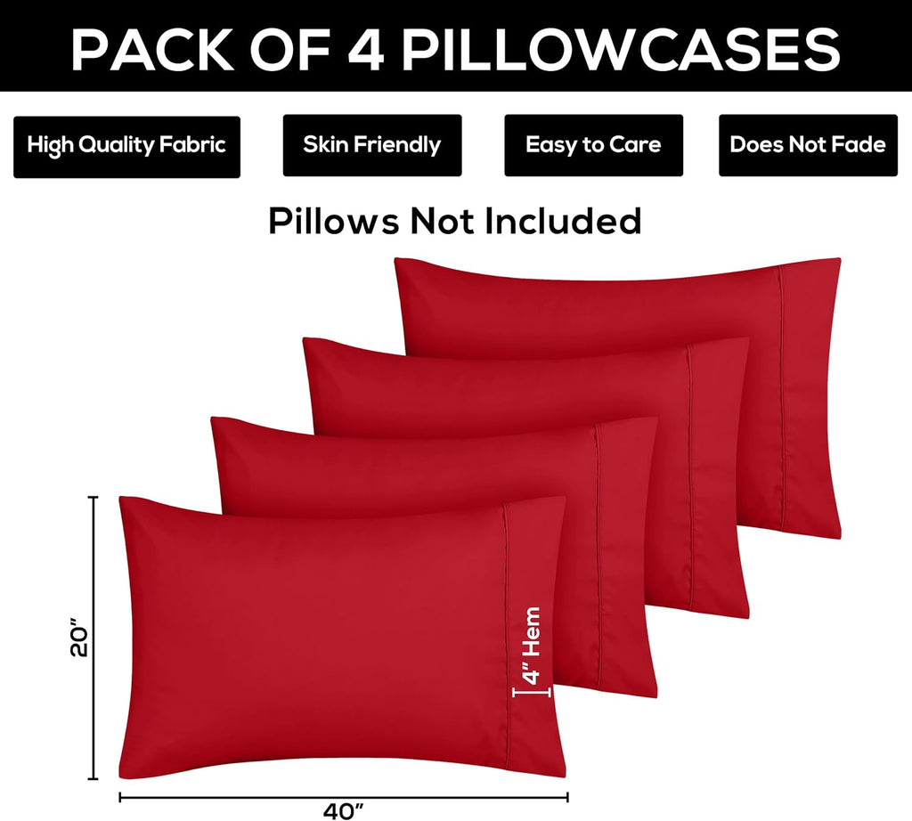 Utopiabedding Utopia Bedding Queen Pillow Cases - 4 Pack - Envelope Closure - Soft Brushed Microfiber Fabric - Shrinkage and Fade Resistant…