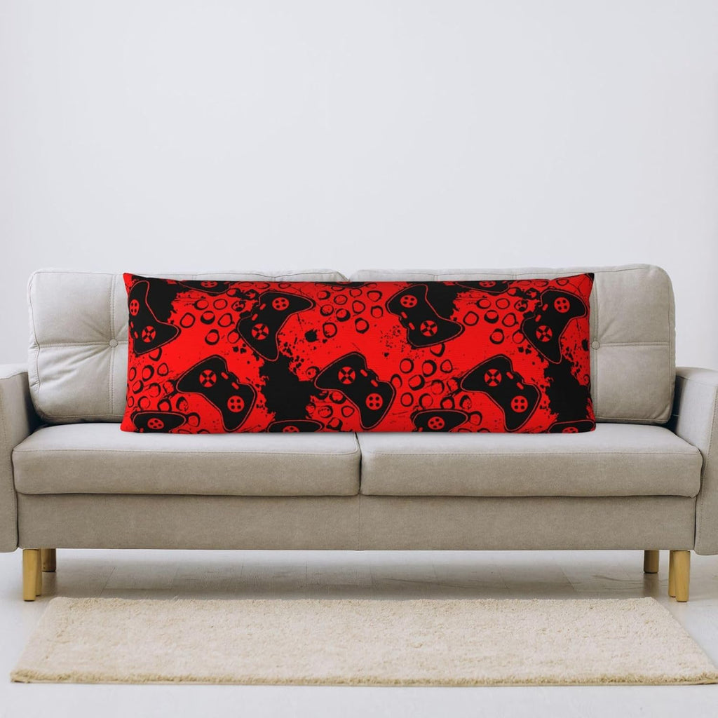 Sovvin Video Game Controller Red Background Body Pillow Cover Long Pillow Case with Zipper Decorative Soft Cushion Bedding Pillowcas…