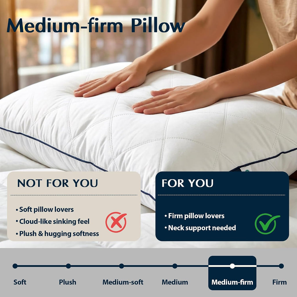 PacificCoast Pacific Coast Goose Feather & Down Bed Pillows Queen Size 2-Pack, Hotel Quality Collection, Medium Support for Side & Back Sle…