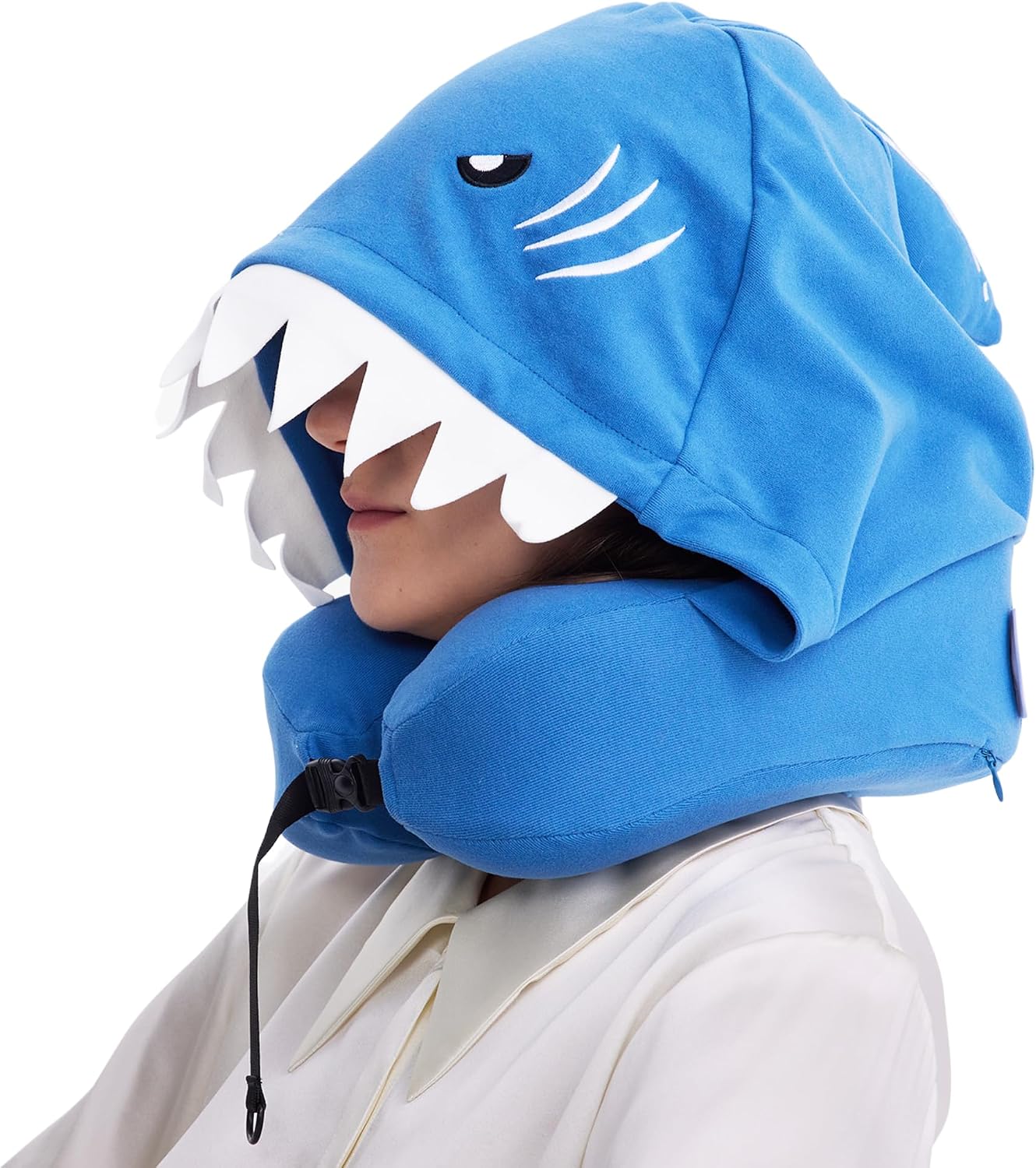 Privacy-Friendly Hooded Travel Pillow for Kids & Adults, Sensory-Friendly, Memory Foam Neck Support for Airplane, Car & Train, Breathable…
