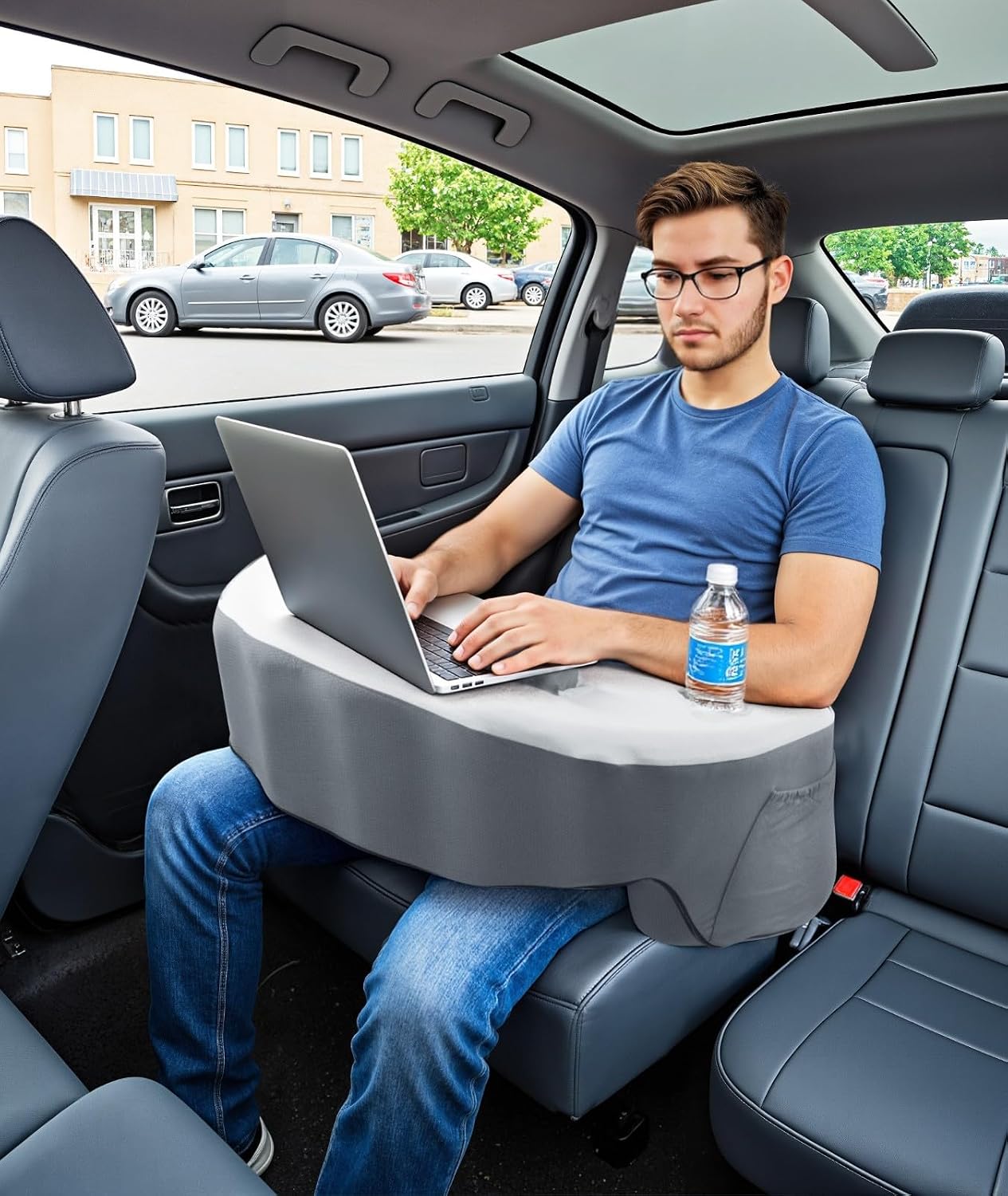 Ergonomic Lap Desk Pillow with Cooling Memory Foam – Gaming Cushion for Bed, Laptop Support, and Reading Pillow with Armrest for Comfort…