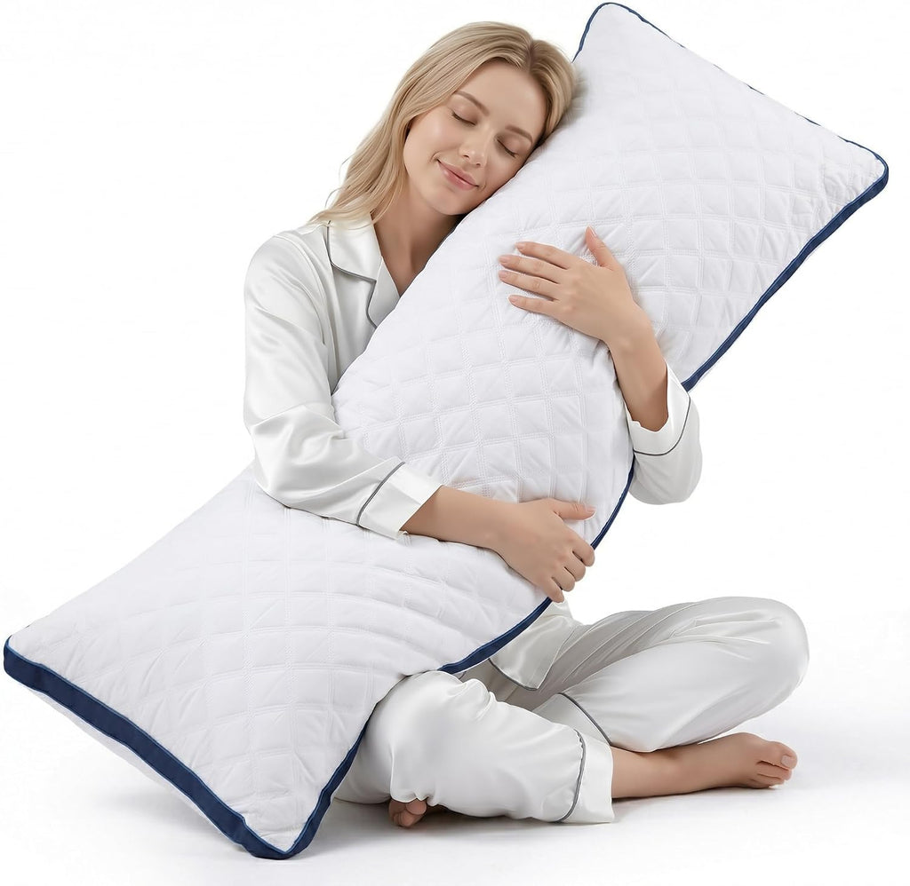 Oubonun Premium Adjustable Loft Quilted Body Pillows - Firm and Fluffy Pillow - Quality Plush Pillow - Down Alternative Pillow - Head…