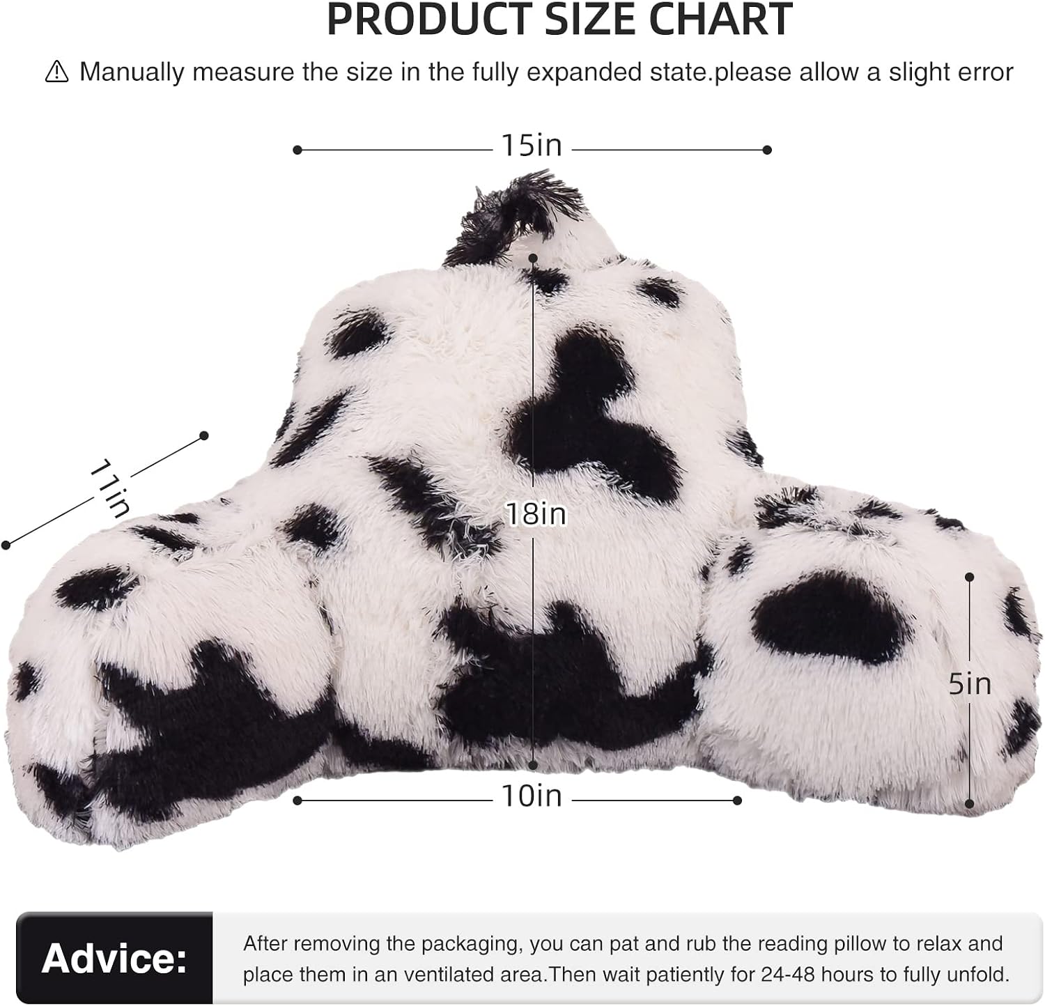 Aimuan Reading Pillow Bed Rest Pillow with Arms Plush Shaggy Fur Cushion for Adults Teens Incline Rest Sitting up & Sleeping Snoring…