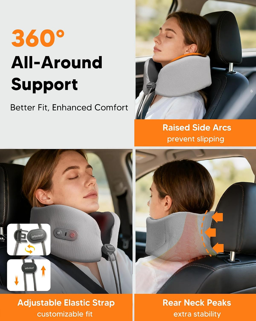 arboleaf Heated Neck Pillow for Travel, Memory Foam Airplane Pillow with Graphene Zoned Heating, USB-C Rechargeable, 360° Support — Comfort…