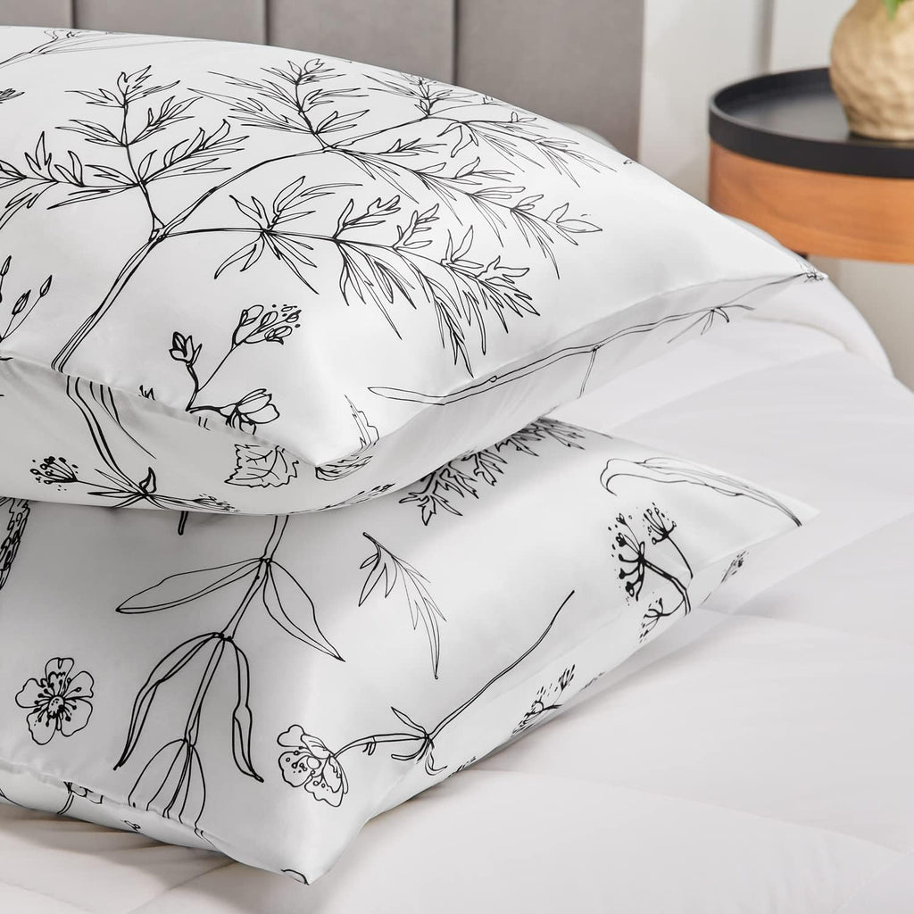 EXQ Home Pillowcase Silky Satin Pillowcase for Hair and Skin, Soft Cooling Printed Pillow Cases Queen Size Set of 2 Satin Pillow Case with…