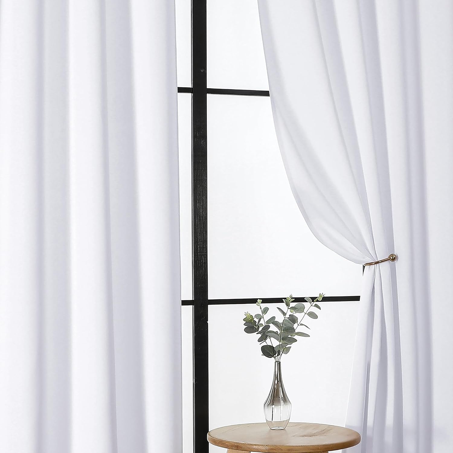 Gwine Pura White Curtains 84 inches Long, Light Filtering Thermal Insulated Noise Reducing Window Curtain Panels for Bedroom, Elegant…