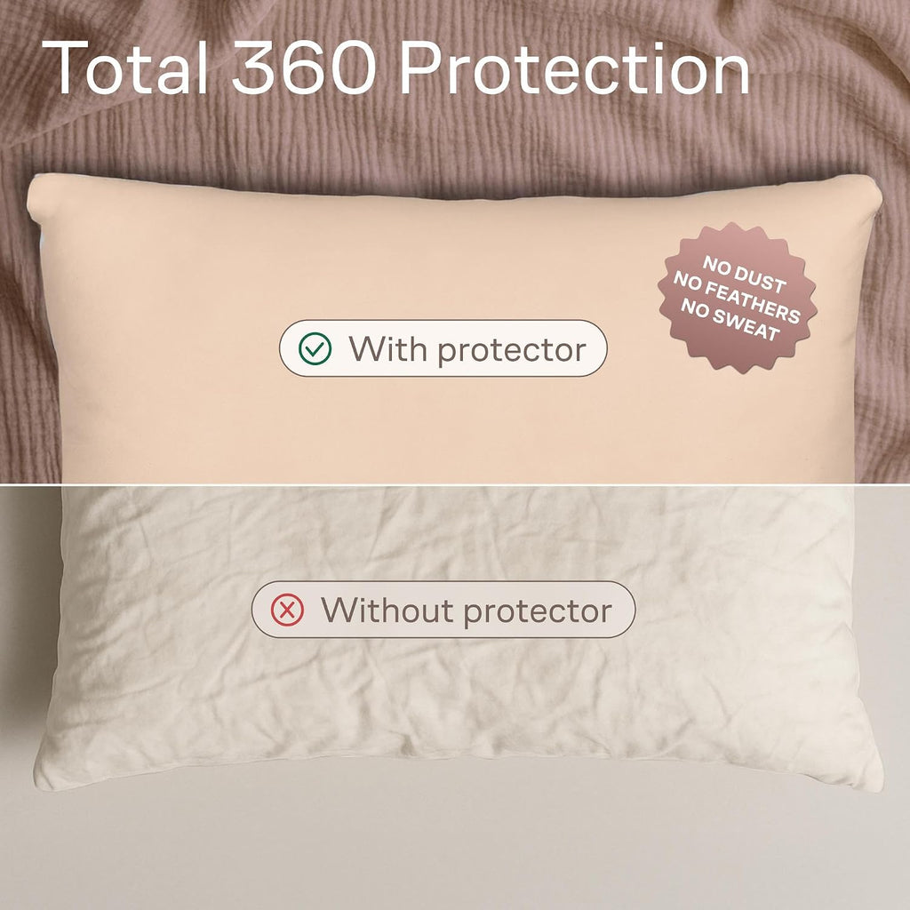 Ultra Soft Pillow Protectors with Zipper Queen Size - Set of 4 Breathable Pillow Covers - 100% Protection Against Stains, Dust & Dirt…