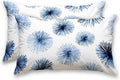 HOMETITUTE Pillow Covers Decorative Pack of 2 Satin 12x20 Inch Blue Abstract Floral Art Lumbar Throw Pillow Cases for Sofa Couch Living…
