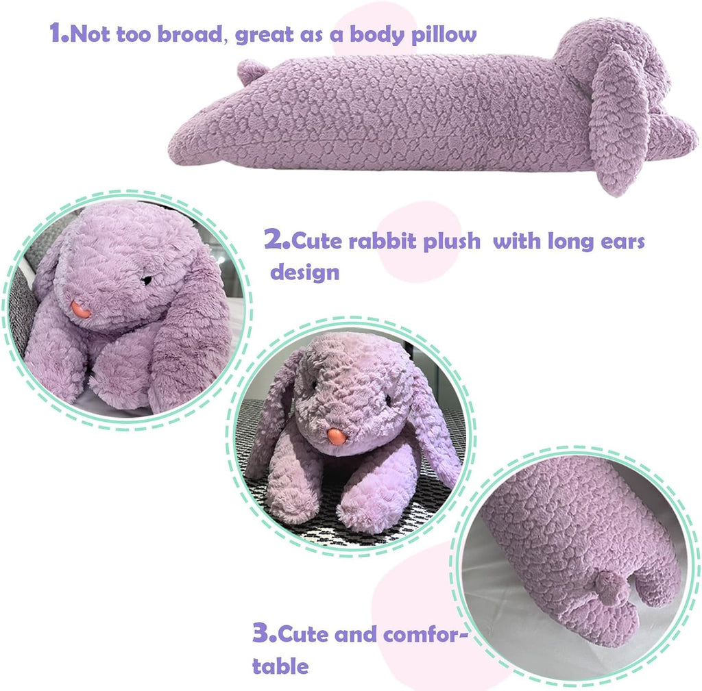 Rabbit Plush Pillow, Rabbit Stuffed Animal, Rabbit Plush Long Pillow for Kids Adults (47 inch)