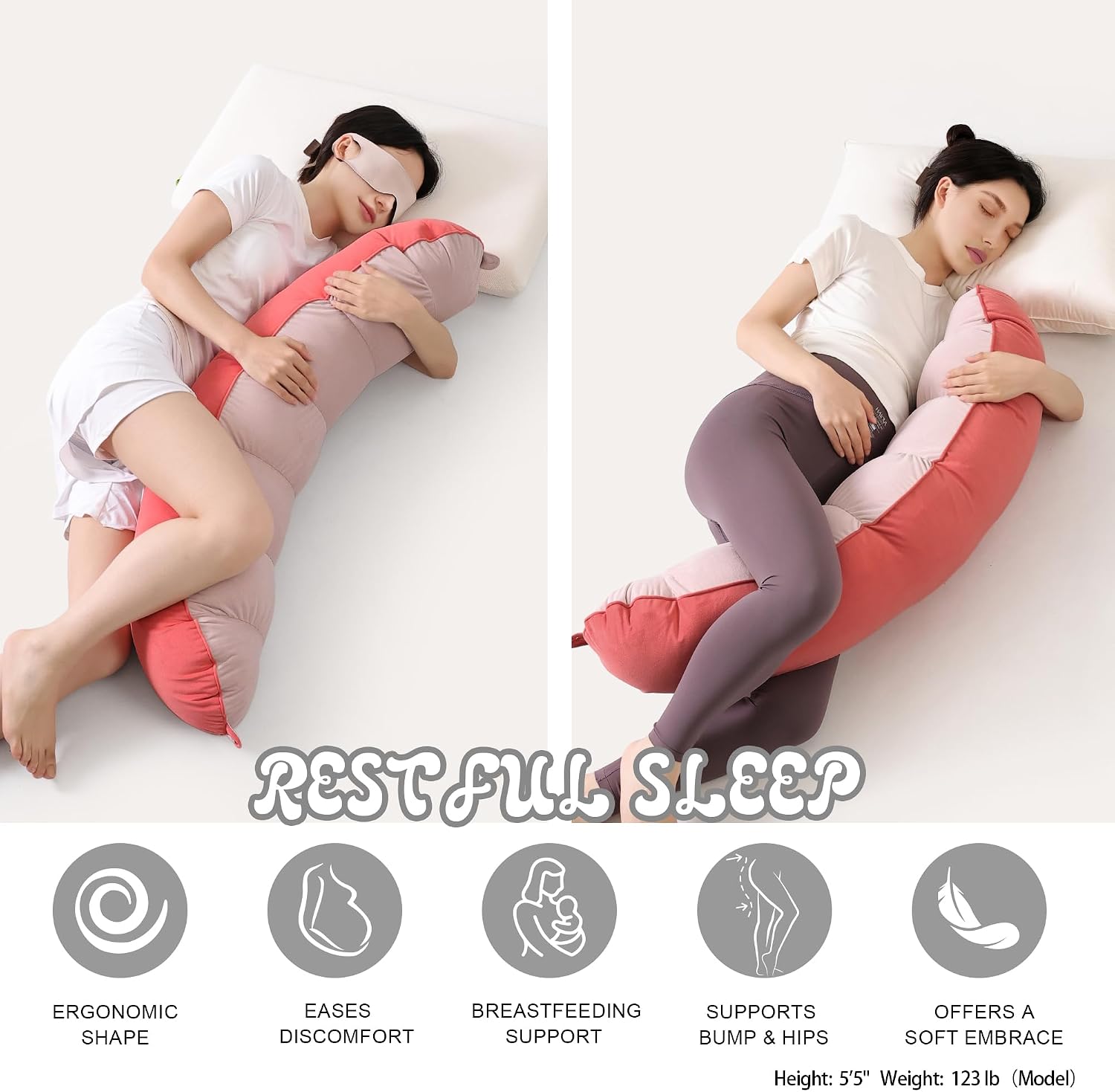 Peallow(Pat. Pend) – Long Round Body Pillow for Adults, Bolster Pillow for Sleeping, Soft and Supportive Pillow for Sleeping & Lumbar…