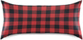 Plaid Red Print Pillow Covers Silk Pillowcase for Hair and Skin Breathable Soft Satin Pillowcase Queen Size Pillow Case for Girls Women…