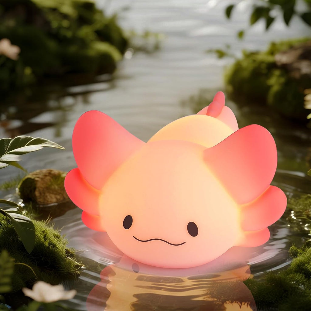LOVERUIS Axolotl Night Light for Kids Gifts Squishy Nightlight for Kid Room Decor Girls Rechargeable 1/3 Hours Timer Lamp Colorful Cute…