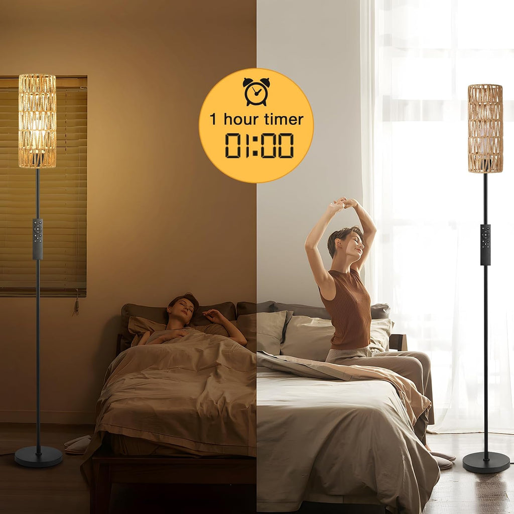 Ambimall 64'' Floor Lamps for Living Room with Remote Control and Stepless Dimmable Colors Temperature & Brightness, Boho Black Standing…