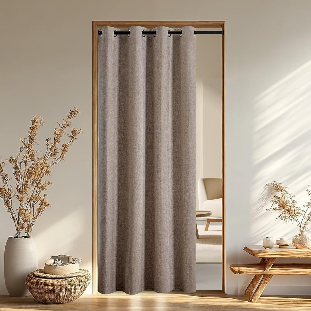 Igemaeve 100% Blackout Curtains for Bedroom 1 Panel, Linen Curtians 96 Inches Long Thermal Insulated, Blackout Grommet Drapes for Living Ro…