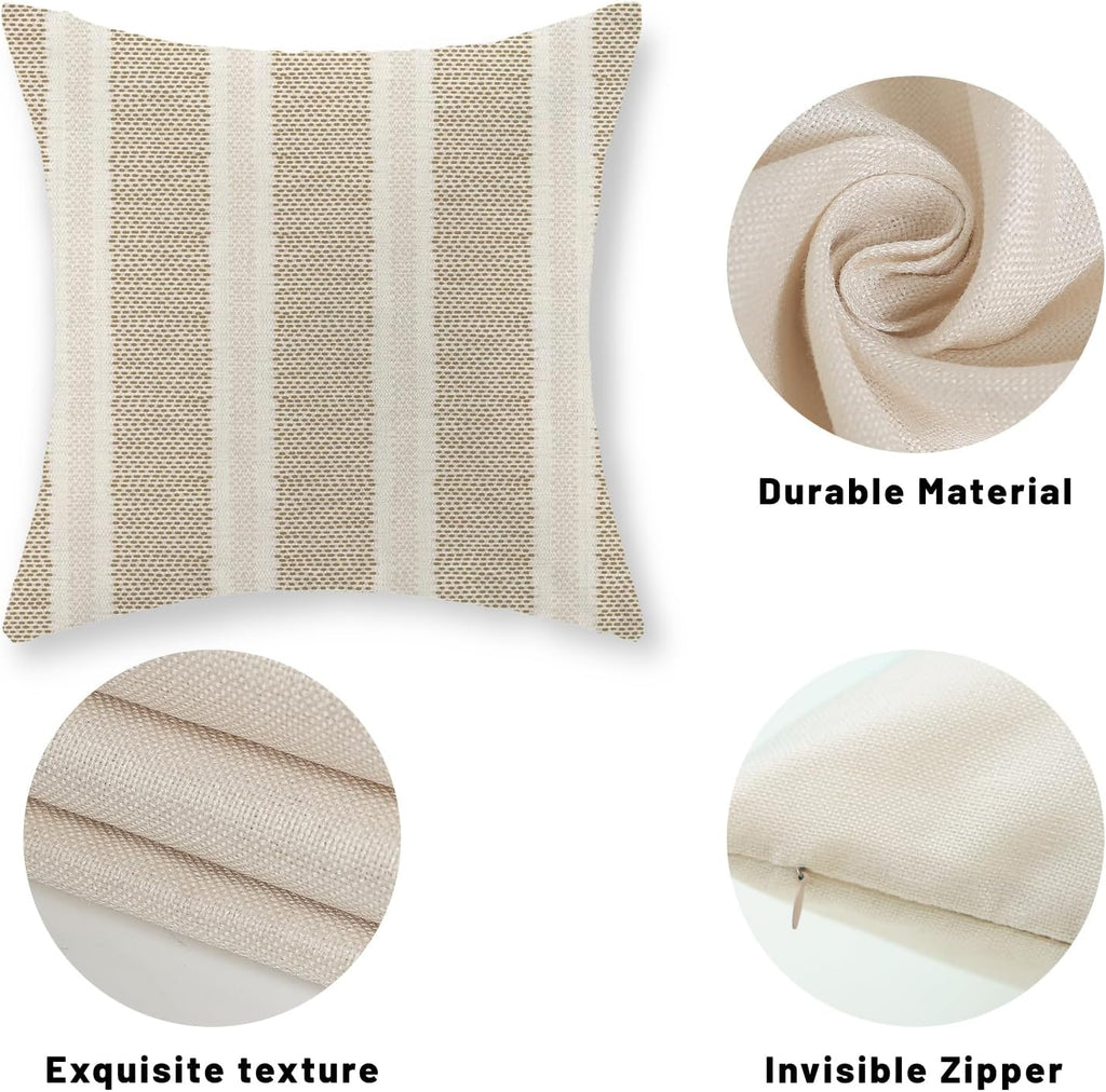 Tan Khaki Polka Dot Pillow Covers 18 x 18 Set of 2 Boho Striped Decorative Throw Pillows Modern Abstract Geometry Decor Outdoor Pillow…