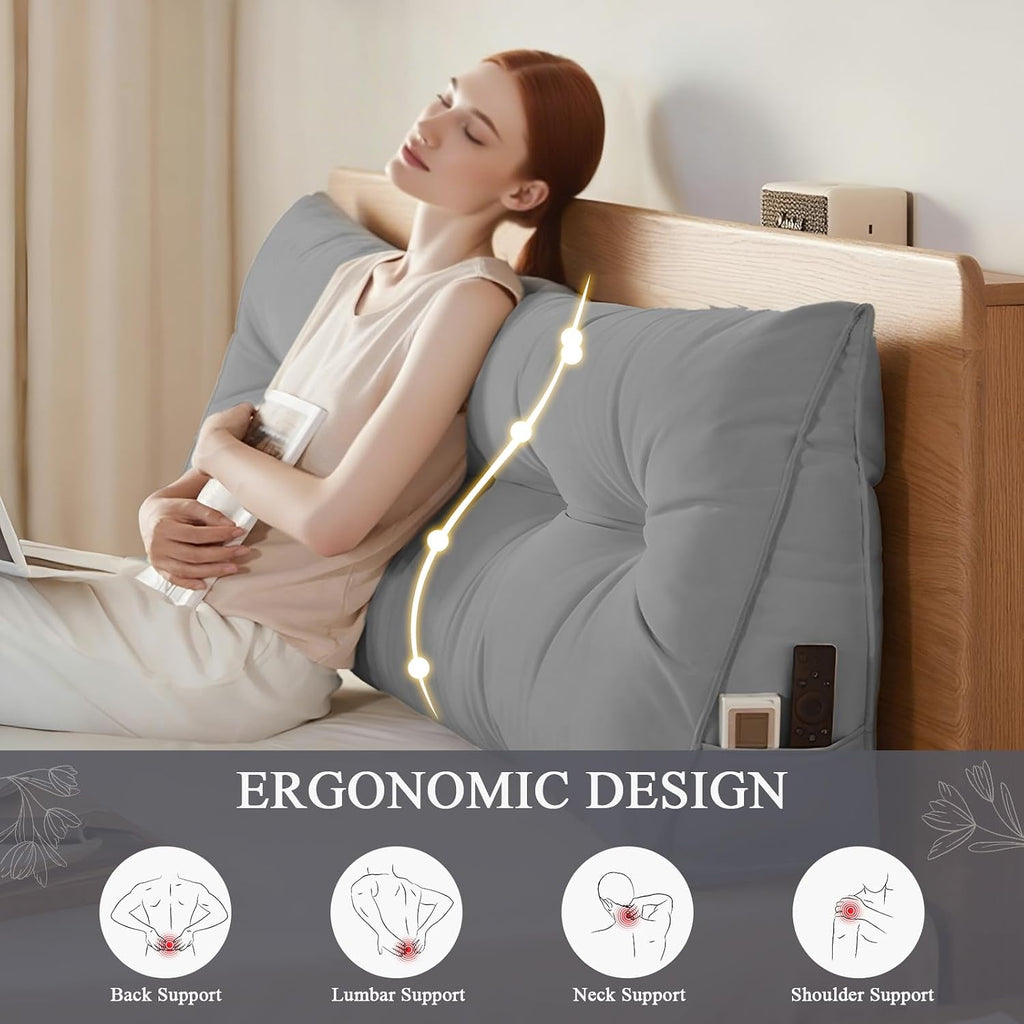 DANGHOOGY Headboard Pillow Twin, Large Triangular Wedge Headboard Pillow for Reading and Resting, Backrest Positioning Support Pillow…