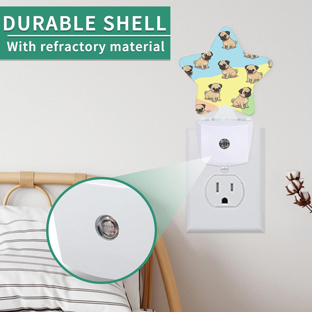 Star Night Light with Dusk to Dawn Sensor, Puppy Dog Plug in Night Light for Kids Bedroom Nursery, Soft Warm Glow Lamp for Hallway…