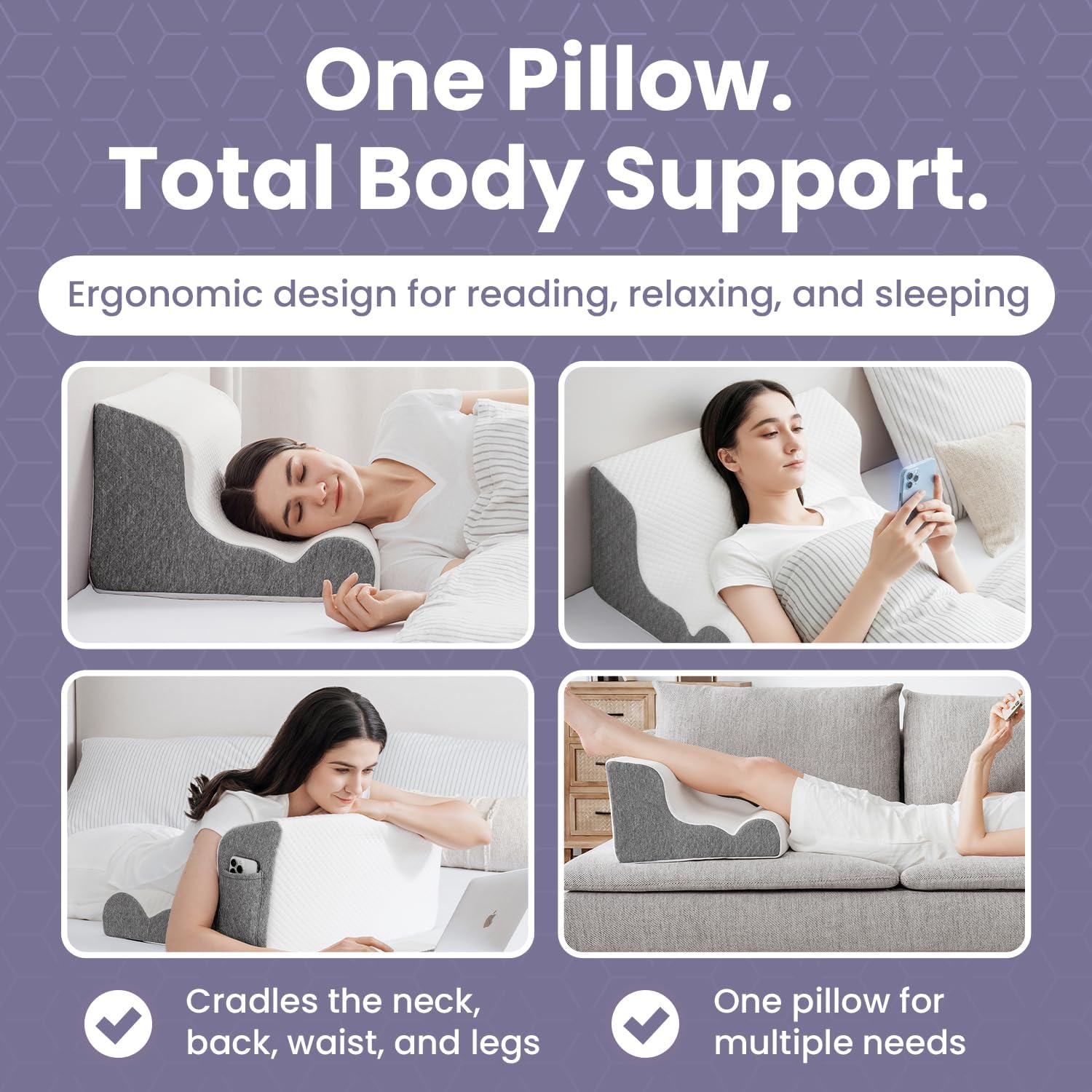 ZerOra Reading Pillow for Sitting Up in Bed Rest, Lumbar Neck Support Pillow with Back Support, Home Bedroom Sofa Dorm Essentials for…