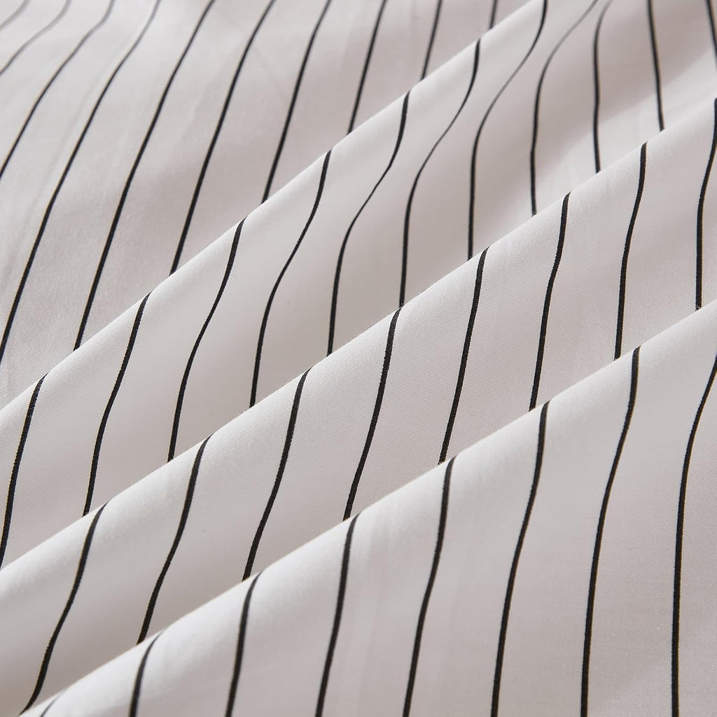 Merryword Black Striped Pillowcases, 100% Cotton Pillow Cases, Queen Size Pillowcases, Luxury Linen Like Pillowcase, Soft Breathable Pinstr…