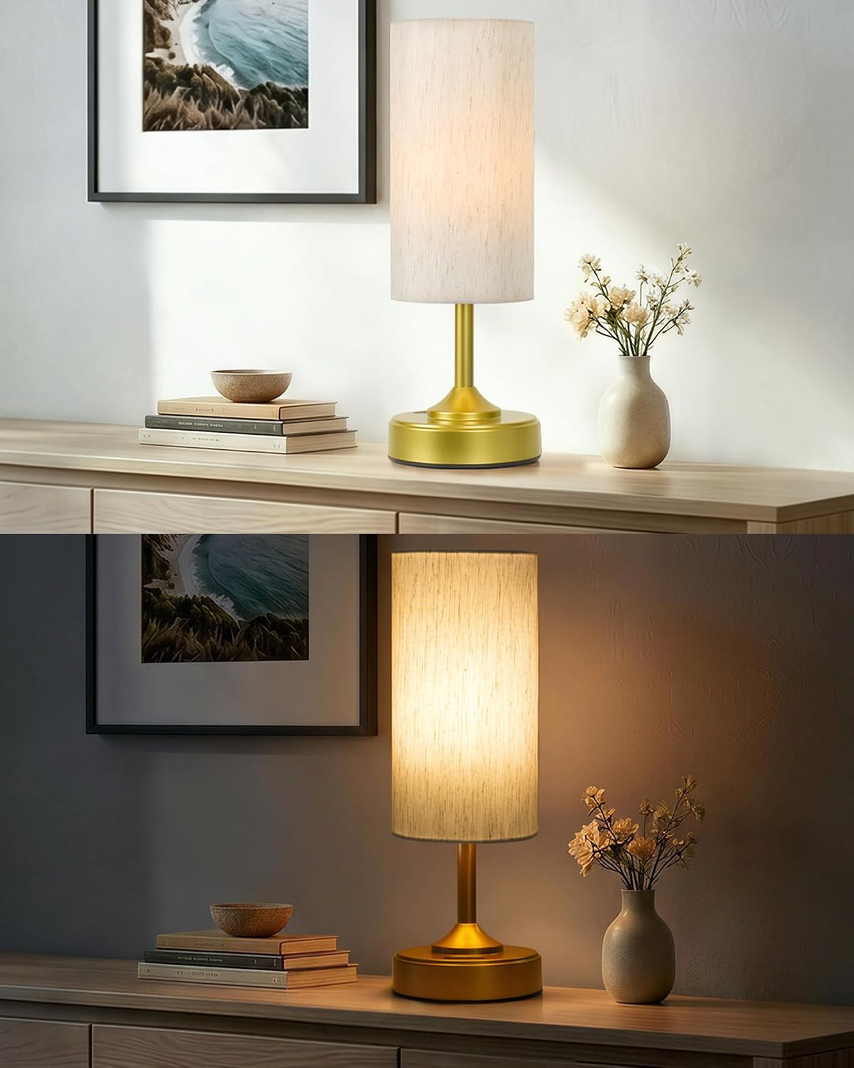 EZVALO Battery Lamp, Dimmable, Ambient Light, Gold-Toned, 2700K, Timer, Touch Control, Portable, LED, Battery Operated, Rechargeable…