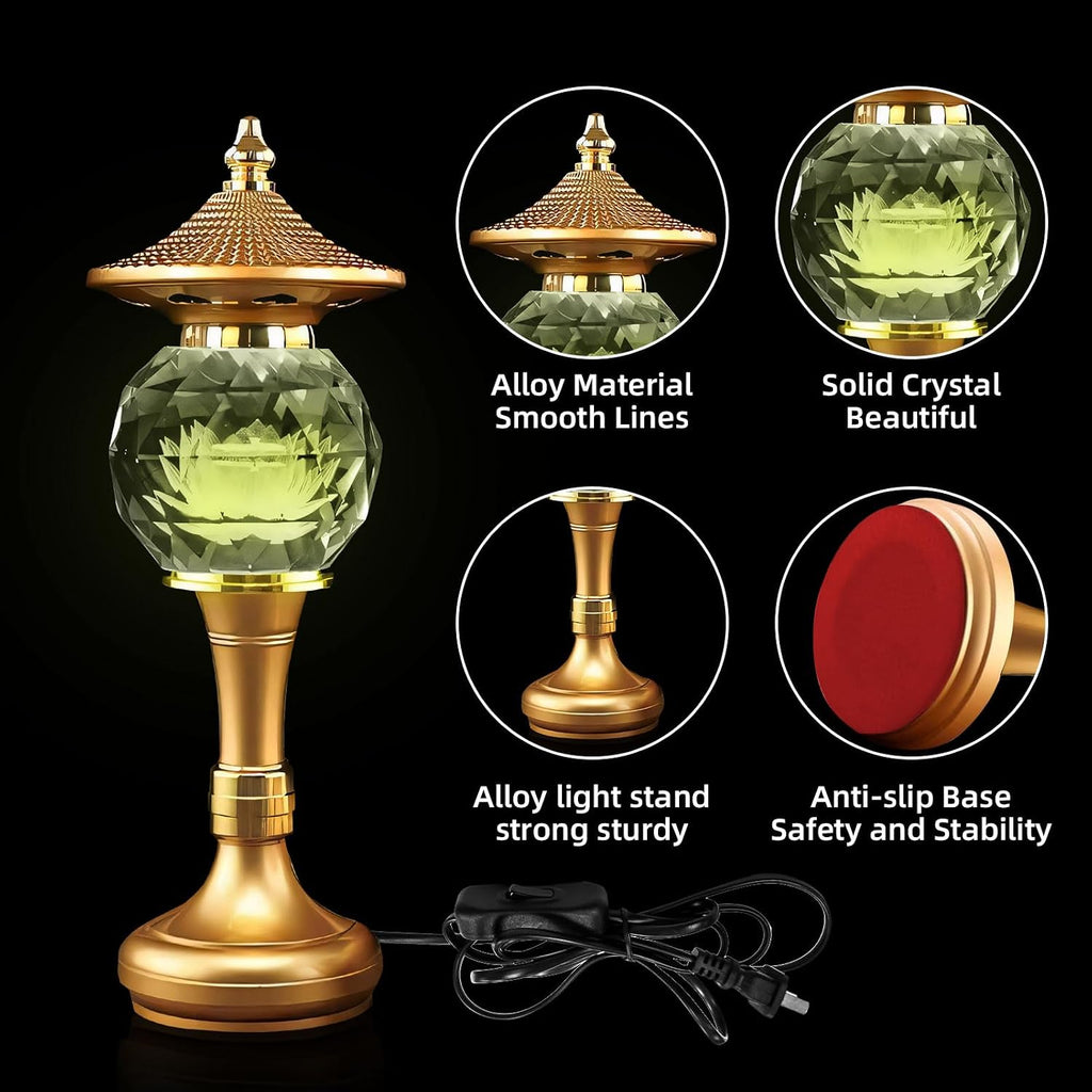 1 Pair-7 Color LED Lotus Flower Lamp - Pineapple Shape Crystal Lotus Buddhist Lamp Lights, Buddha Lamp Light with Adjustable Switch for…