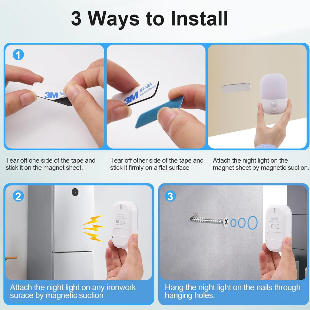 Motion Sensor Night Light, LED Dimmable Warm White Type-C Rechargeable Battery, for Hallway, Bathroom, Stair, Wardrobe, Bedroom, Auto…