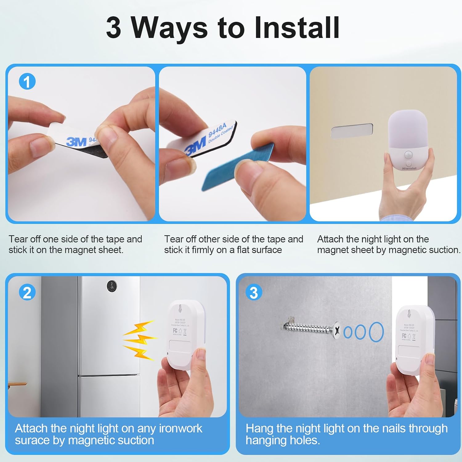 Motion Sensor Night Light, LED Dimmable Warm White Type-C Rechargeable Battery, for Hallway, Bathroom, Stair, Wardrobe, Bedroom, Auto…