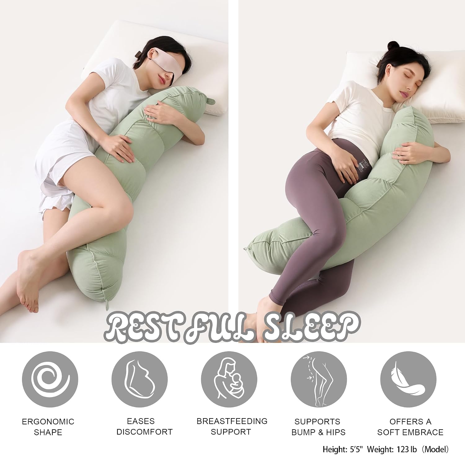Peallow(Pat. Pend) – Long Round Body Pillow for Adults, Bolster Pillow for Sleeping, Soft and Supportive Pillow for Sleeping & Lumbar…