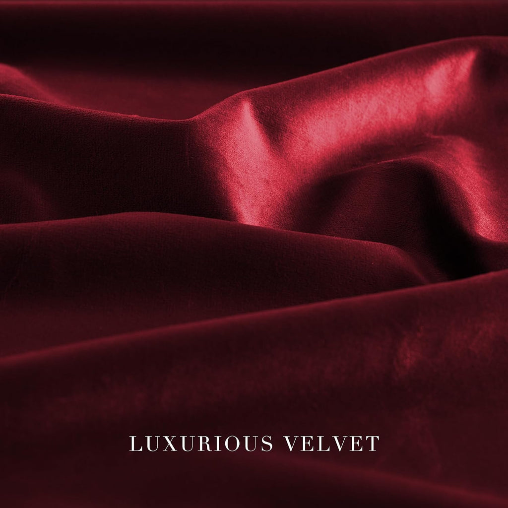 Nicetown Red Velvet Christmas Curtains 96 inches Long, Rod Pocket & Back Tab Blackout Window Treatments Thermal Drapes Luxury for Living Ro…