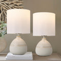 Set of 2 Ceramic Table Lamp for Bedroom, Small Table Lamp White Farmhouse Rustic Lamp Set Bedside Table Lamps for Nightstand Side Table…