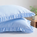Bedsum Ruffled Pillow Shams Queen 20x30 Set of 2, Brushed Microfiber Pillowcases with Envelope Closure, Soft Wrinkle-Resistant, Sky Blue Bl…