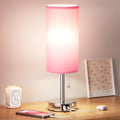 Dicoool Small Bedside Table Lamp for Bedroom, Pink Nightstand Lamp for Girls Kids, 3 Color Temperatures & USB Charging Port, Cute Desk…