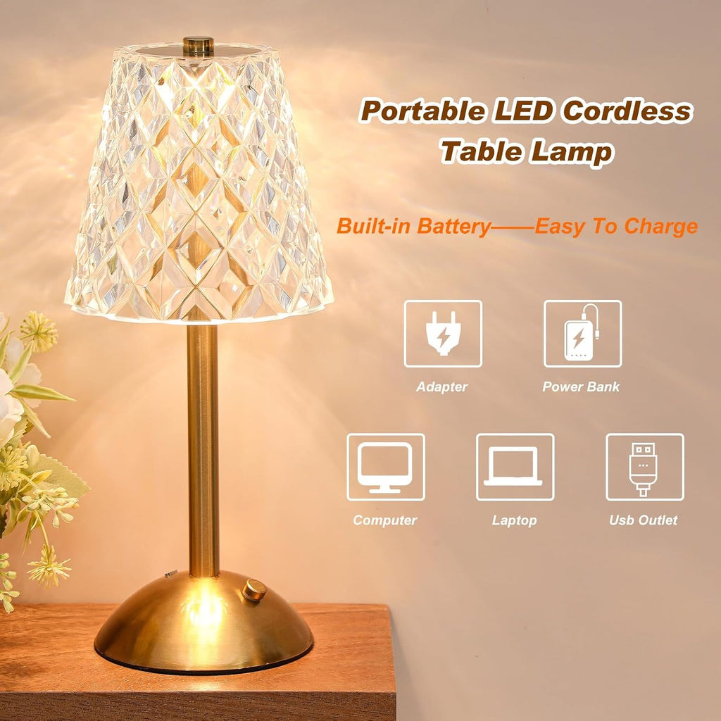 Liliful 2 Pcs Cordless Table Lamp Rechargeable Touch LED Small Gold Portable Battery Operated USB-c Desk Lamp 3 Color Dimmable for…
