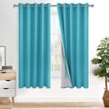 Xwzo 100% Blackout Curtains 63 Inches Length with Tiebacks - Heat and Light Blocking Ring Top Window Drapes with Black Liner Backing for Be…