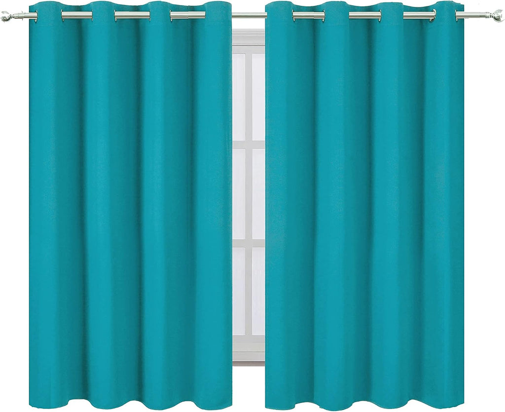 Lemomo Teal Thermal Blackout Curtains/52 x 54 Inch/Set of 2 Panels Room Darkening Curtains for Bedroom 54 Inch silver