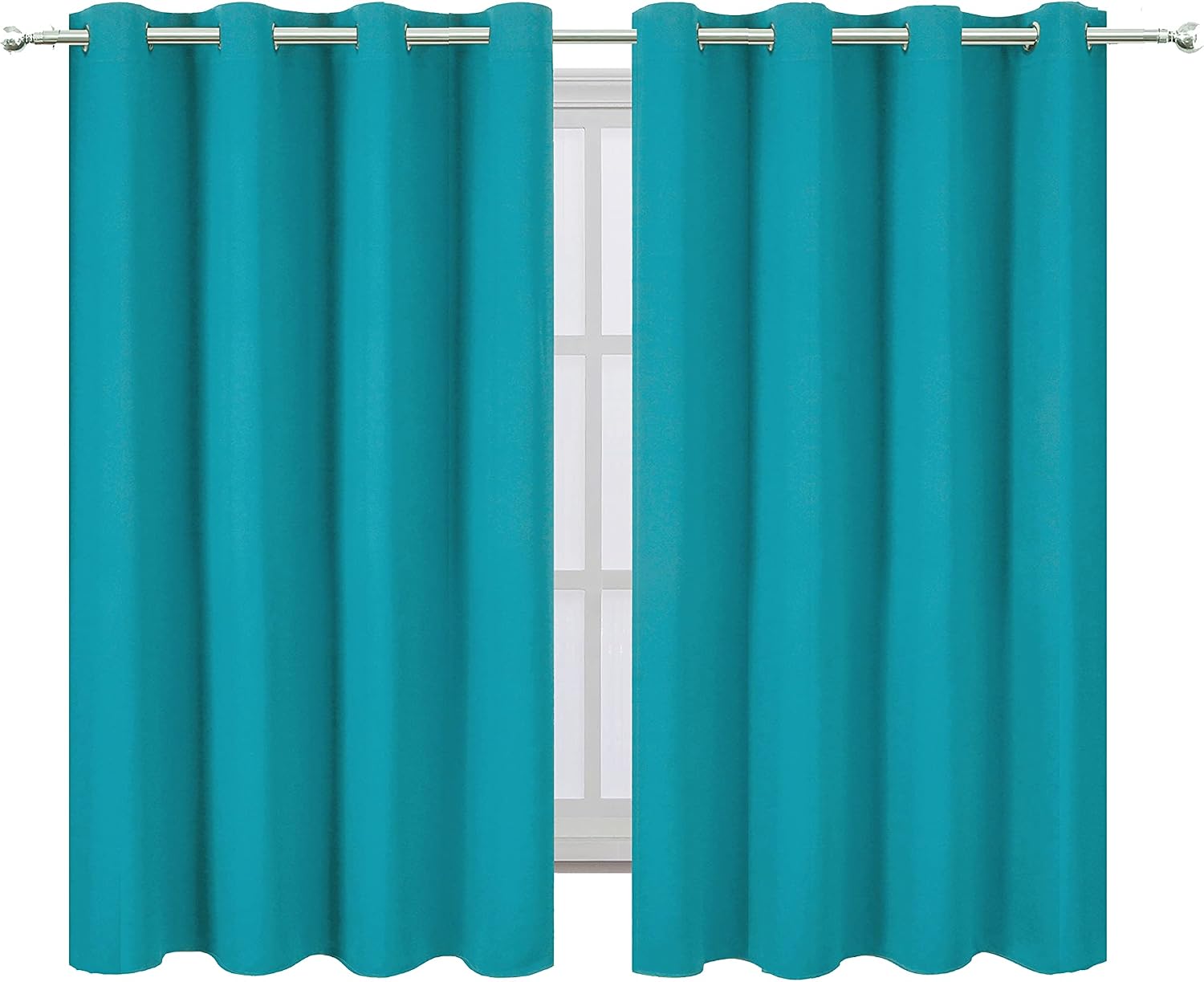 Lemomo Teal Thermal Blackout Curtains/52 x 54 Inch/Set of 2 Panels Room Darkening Curtains for Bedroom 54 Inch silver